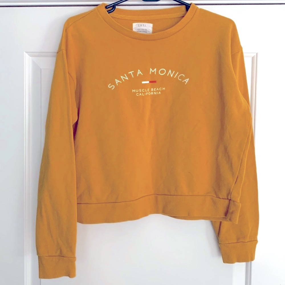 SANTA MONICA MUSCLE BEACH California Crewneck Sweatshirt / Mustard Yellow